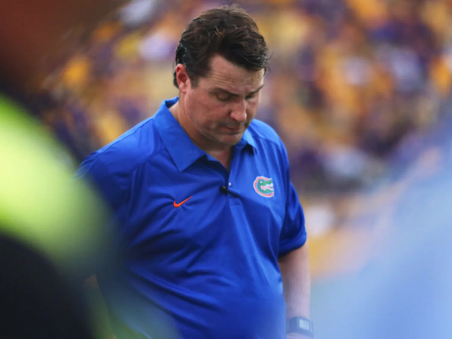 UF coach Will Muschamp reflects after No. 17 Florida's 17-6 loss to No. 10 LSU on Saturday in Tiger Stadium in Baton Rouge, La.