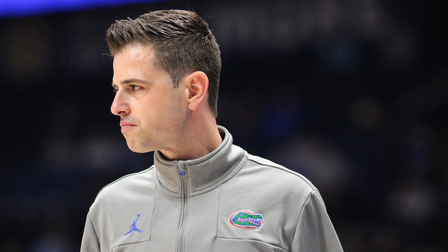 Florida head coach Todd Golden watches his team from the sideline during the Gators' 69-68 loss to the Mississippi State Bulldogs, Thursday, March 9, 2023.