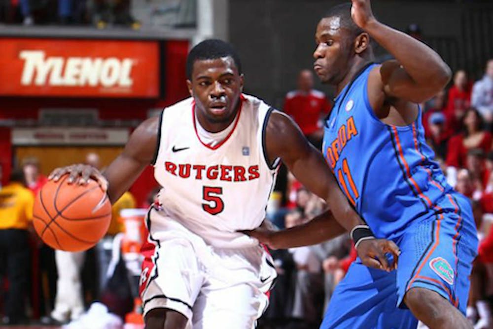 <p><span>Eli Carter (left), Rutgers' leading scorer last season with 14.9 points per game, announced April 30 that he will transfer to UF. Carter's decision to transfer followed the firing of former Scarlet Knights coach Mike Rice.&nbsp;</span></p>