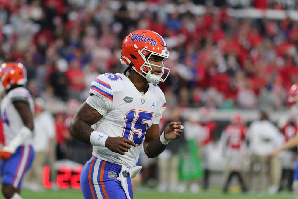 <p>Florida quarterback Anthony Richardson during the Gators&#x27; game against Georgia Saturday, Oct. 29, 2022. Richardson announced he will leave Florida to enter the NFL Draft Monday</p>