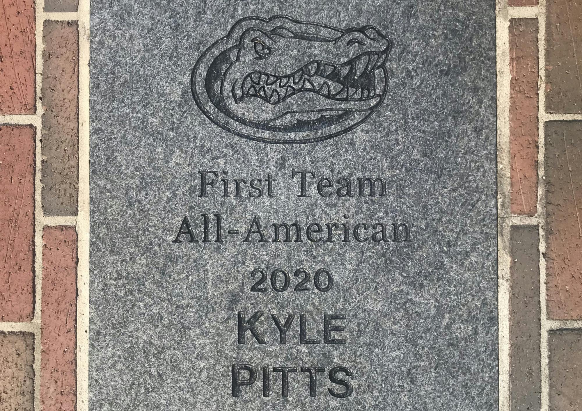 Kyle Pitts' brick outside Ben Hill Griffin Stadium.