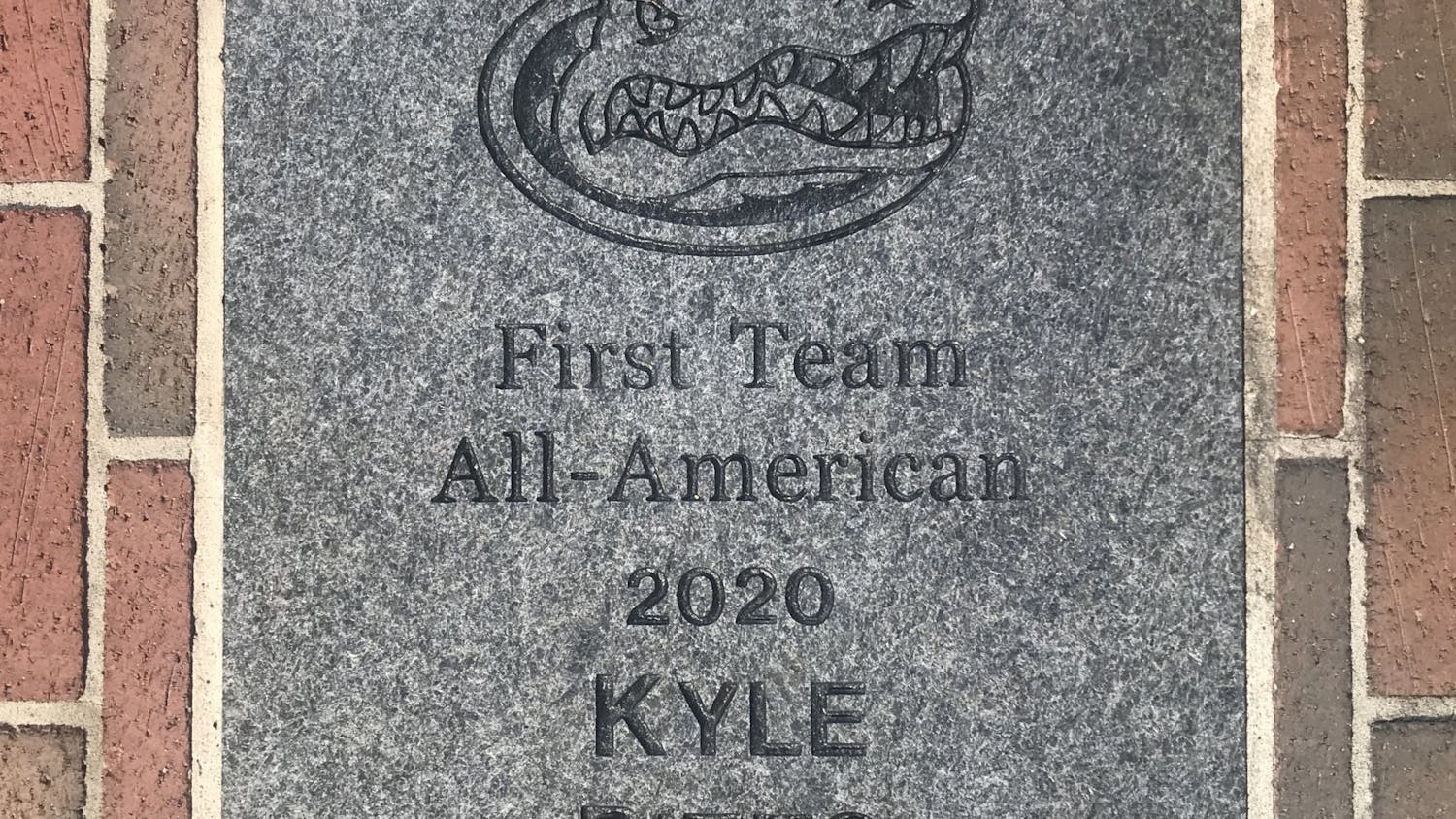 Kyle Pitts' brick outside Ben Hill Griffin Stadium.
