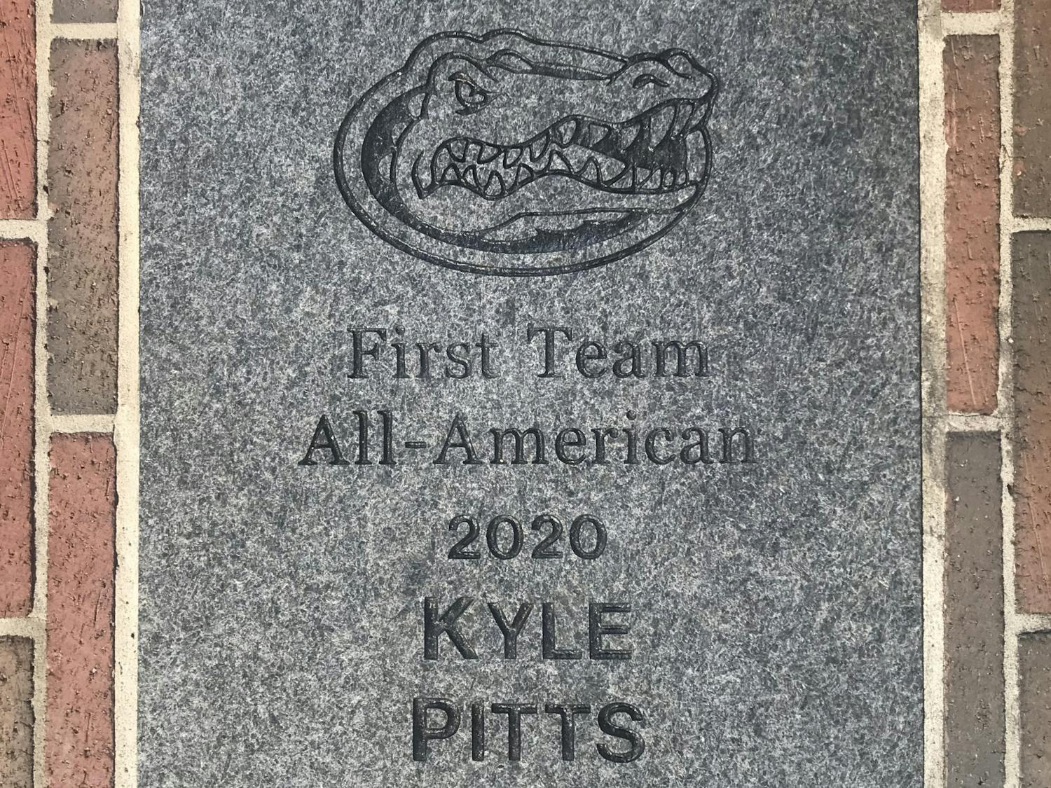 Kyle Pitts' brick outside Ben Hill Griffin Stadium.
