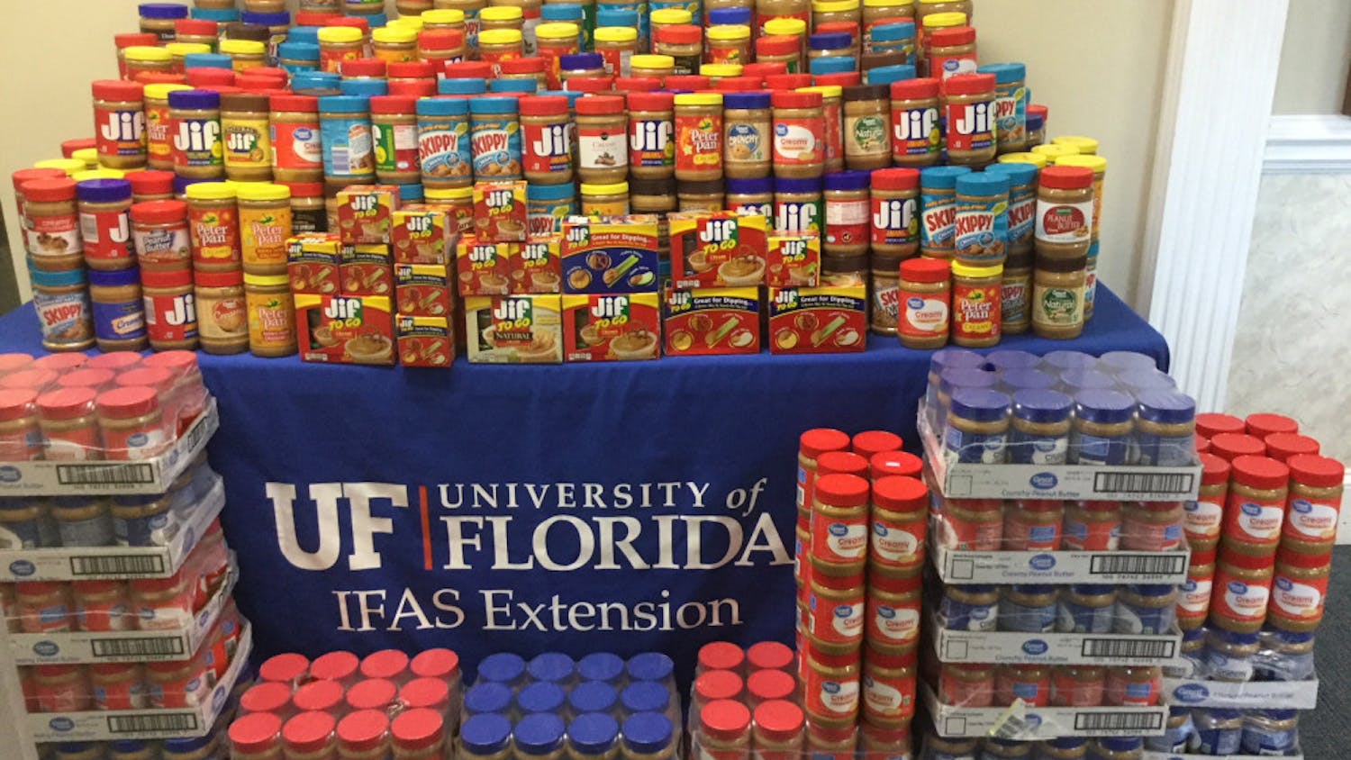UF’s Institute of Food and Agricultural Sciences collected peanut butter set for donation in the northwest Florida district in 2017. That year, 8,910 pounds of peanut butter were donated.