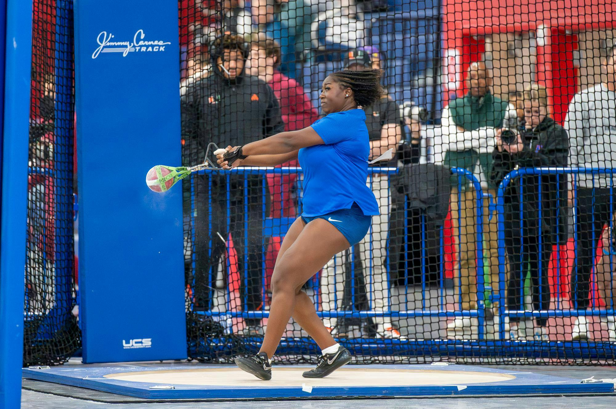 Florida thrower Imani Washington competes in the women’s weight throw during the Jimmy Carnes Invitational in Gainesville, Fla., Friday, Jan. 16, 2026.
