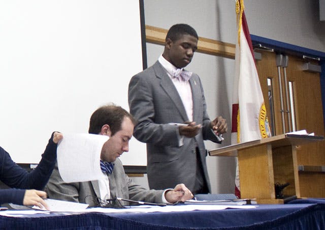 Senate President Aundre Price expressed his happiness about senators getting involved and being proactive during the last Student Senate meeting of the semester on Tuesday night.