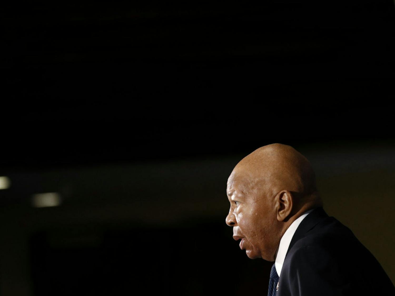 FILE - In this Aug. 7, 2019, file photo, Rep. Elijah Cummings, D-Md., speaks during a luncheon at the National Press Club in Washington. Cummings, a sharecropper's son who rose to become the powerful chairman of one of the U.S. House committees leading an impeachment inquiry of President Donald Trump, died Thursday, Oct. 17, 2019, of complications from longstanding health issues. He was 68. (AP Photo/Patrick Semansky, File)