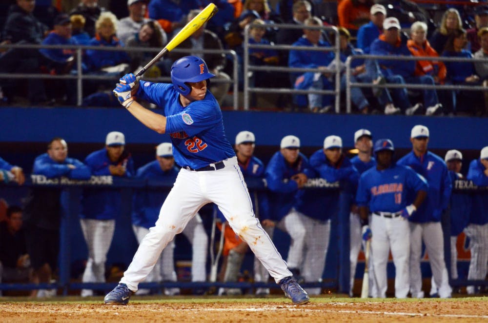 Freshman JJ Schwarz bats during Florida's 7-2 loss to Miami on Saturday at McKethan Stadium.