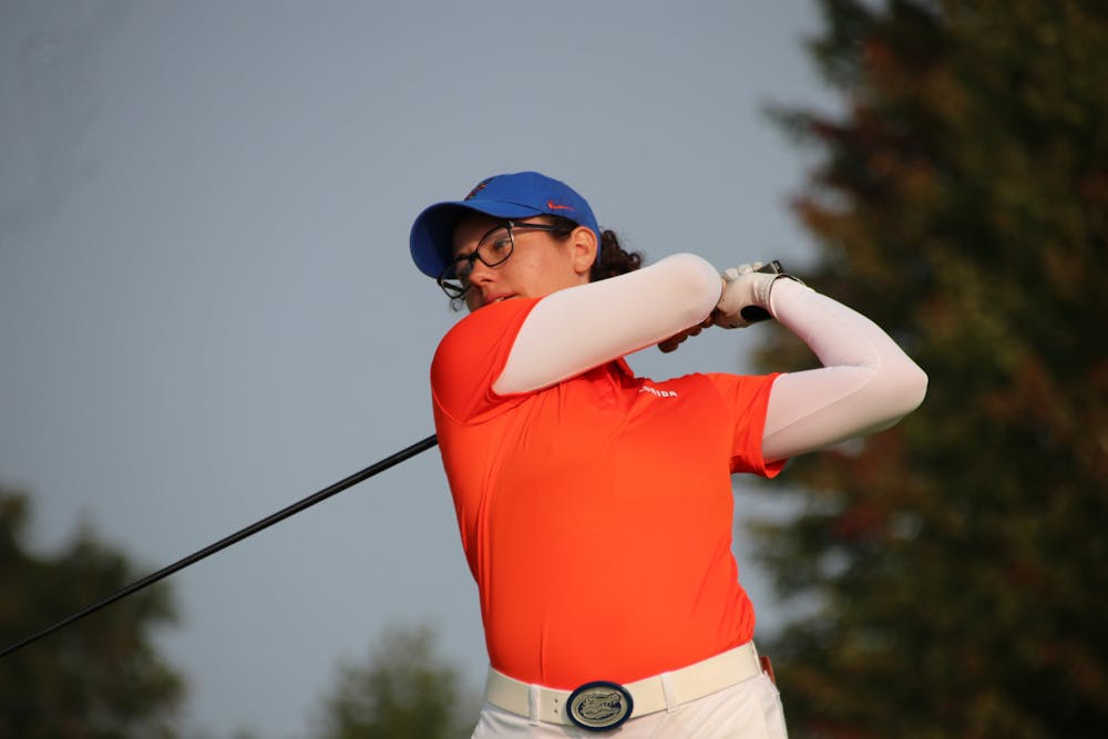 Florida golfer Jackie Lucena swings her club in the ANNIKA Intercollegiate tournament that took place from Monday, Sept. 12, 2022 to Wednesday, Sept. 14, 2022.