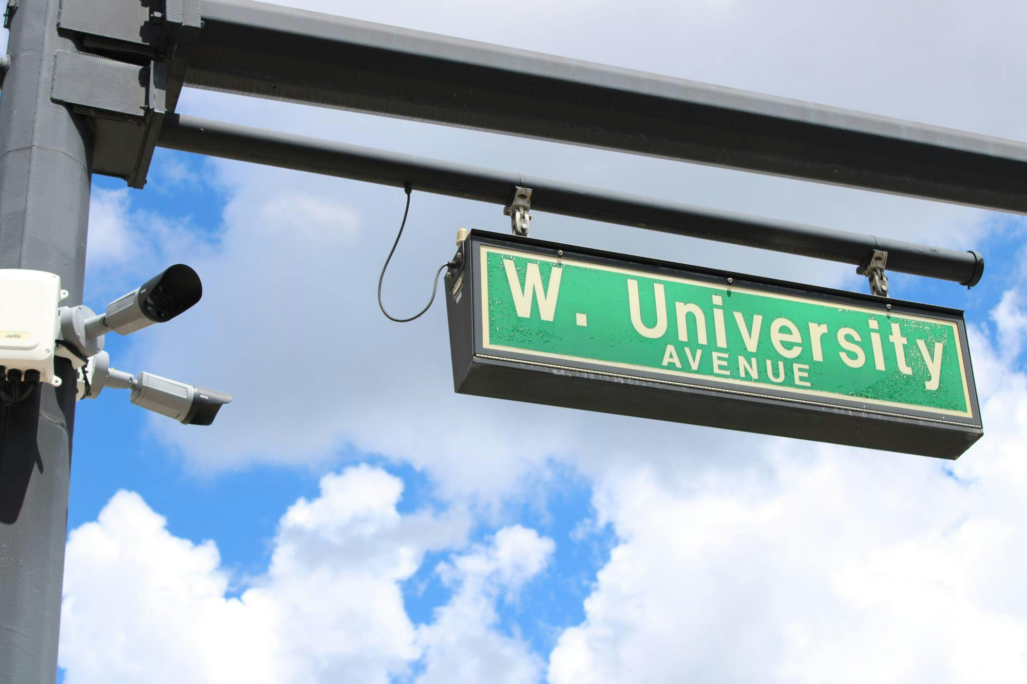 Flock cameras located on University Avenue, Sunday, Sept. 6, 2026, in Gainesville, Fla.