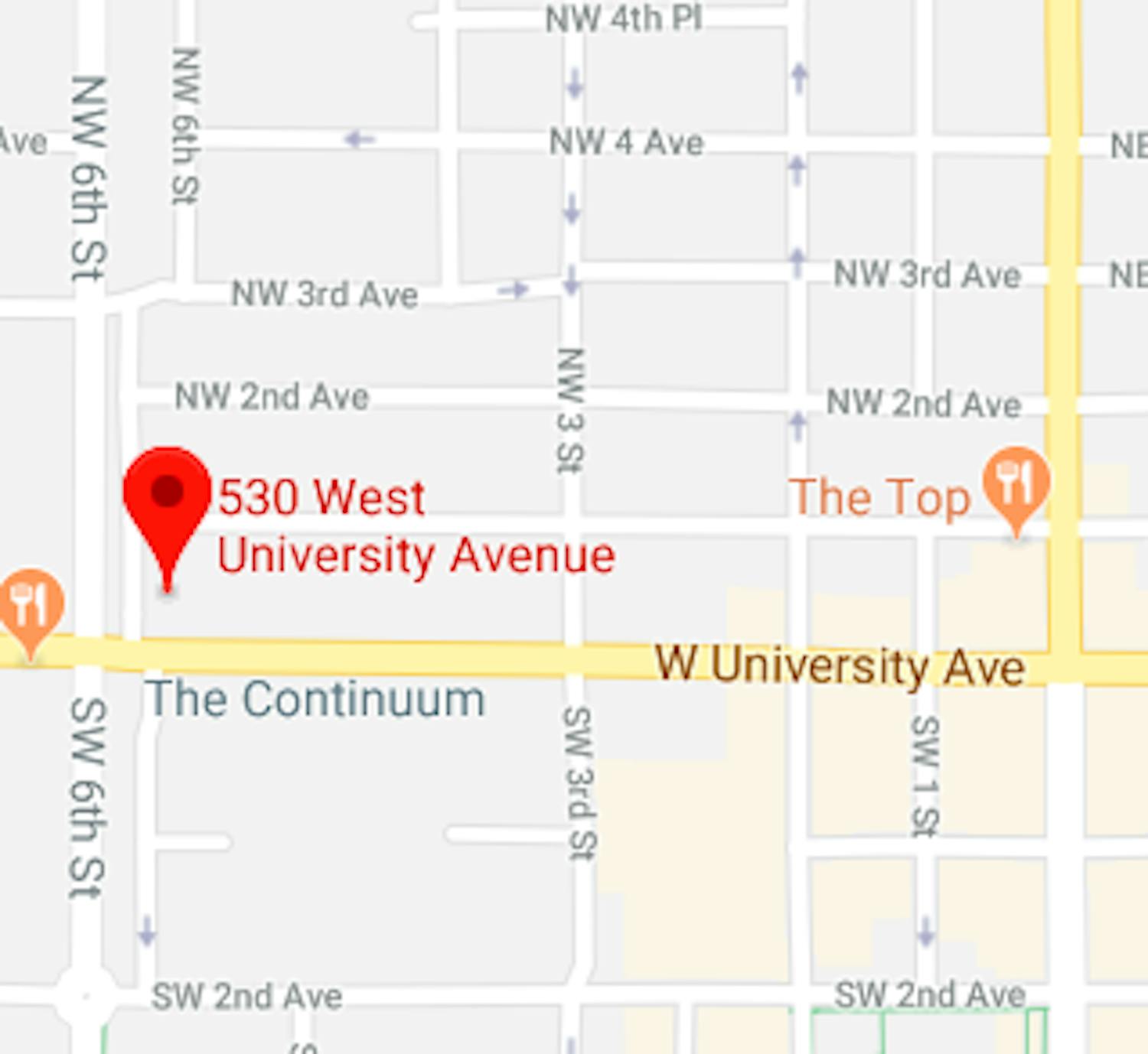Map of the location for Santa Fe College's Center for Innovation and Economic Development