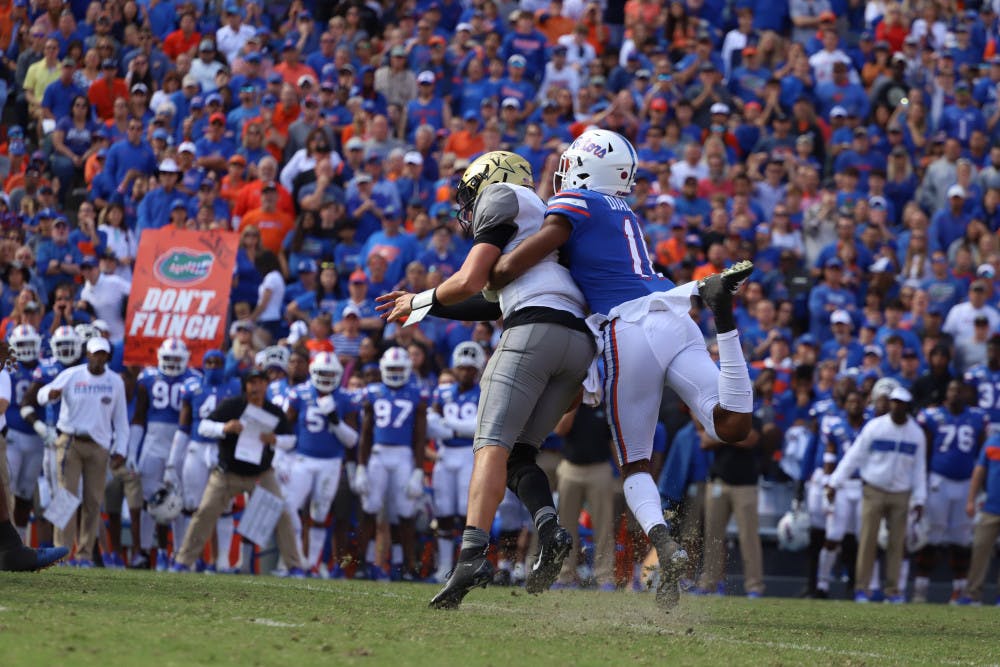 Mohamoud Diabate had three sacks in UF's 56-0 win over Vanderbilt. 