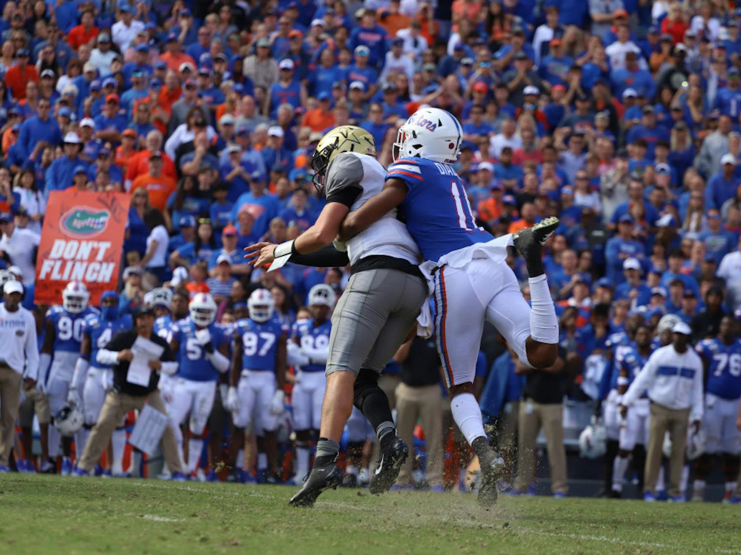 Mohamoud Diabate had three sacks in UF's 56-0 win over Vanderbilt.