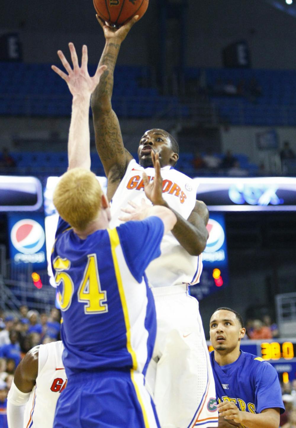 <p align="justify">Florida guard Kenny Boynton attempts a floater against Nebraska-Kearney during UF’s 101-71 win on Nov. 1 in the O’Connell Center.</p>