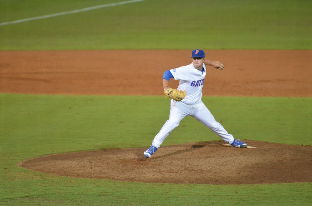 <p><span>Kirby Snead pitches during Florida's 7-4 win against Texas A&amp;M on April 1, 2016, at McKethan Stadium.</span></p>