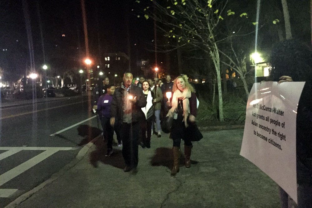 About 50 participants came together on Jan. 13, 2016 at the Institute of Black Culture to walk through UF’s campus, lighting candles along the way and kicking off a month-long celebration of Martin Luther King Jr. Day and Black History month.
