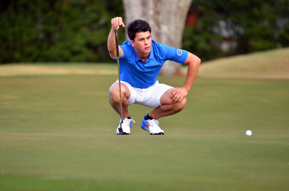 Gordon Neale lines up a shot during the SunTrust Gator Invitational on Feb. 21 at the Mark Bostick Golf course.