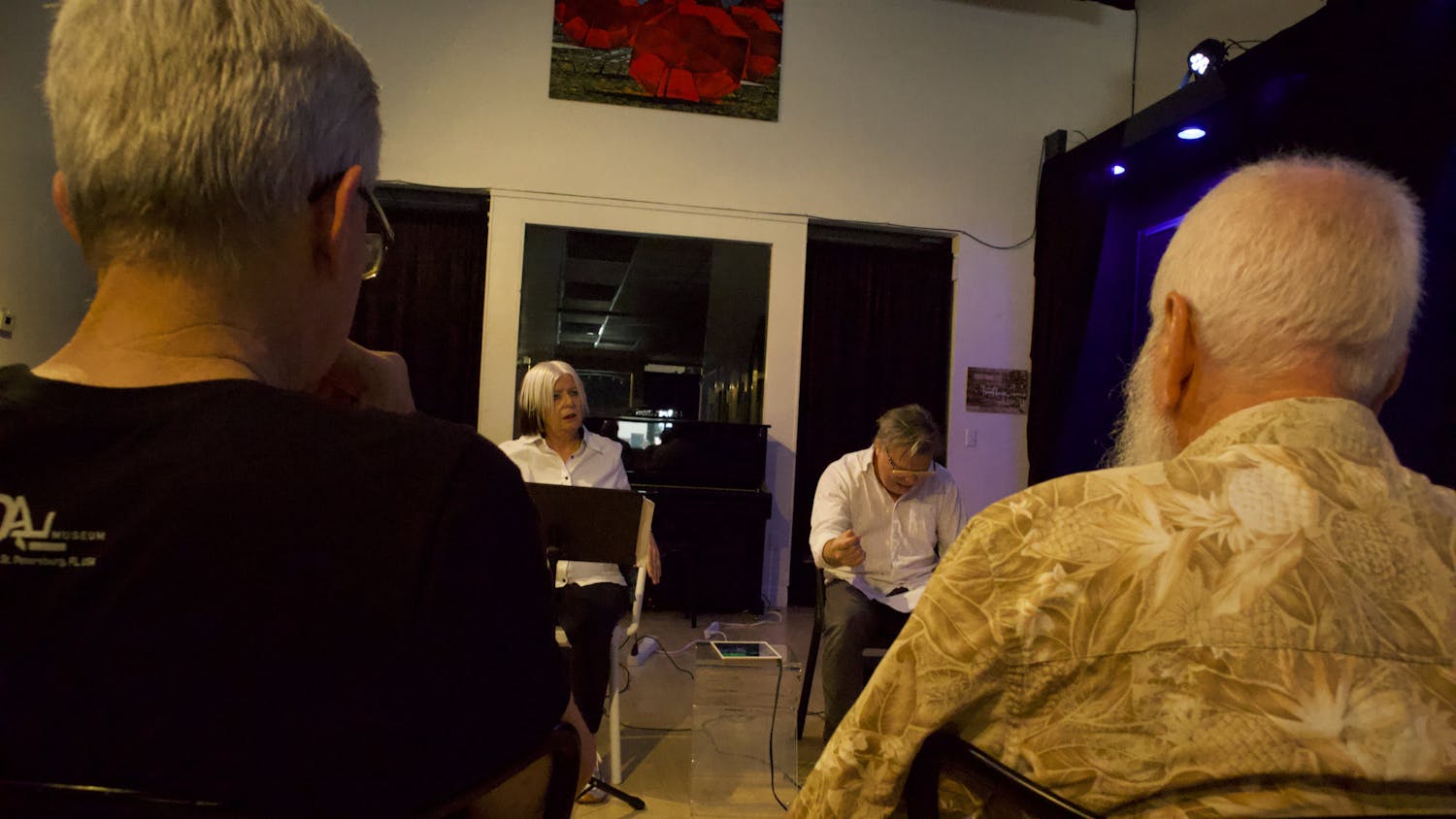  Lauren Warhol Caldwell and Tom Miller perform in “Jack and Jill Go Downtown” at Black C Art Gallery Wednesday, July 20, 2022.