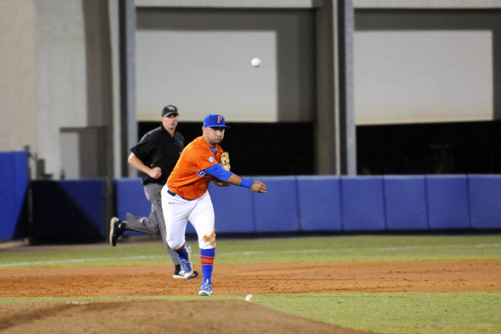 Mike Rivera throws a ball during Florida's 5-4 win over North Florida on March 9, 2016, at McKethan Stadium.