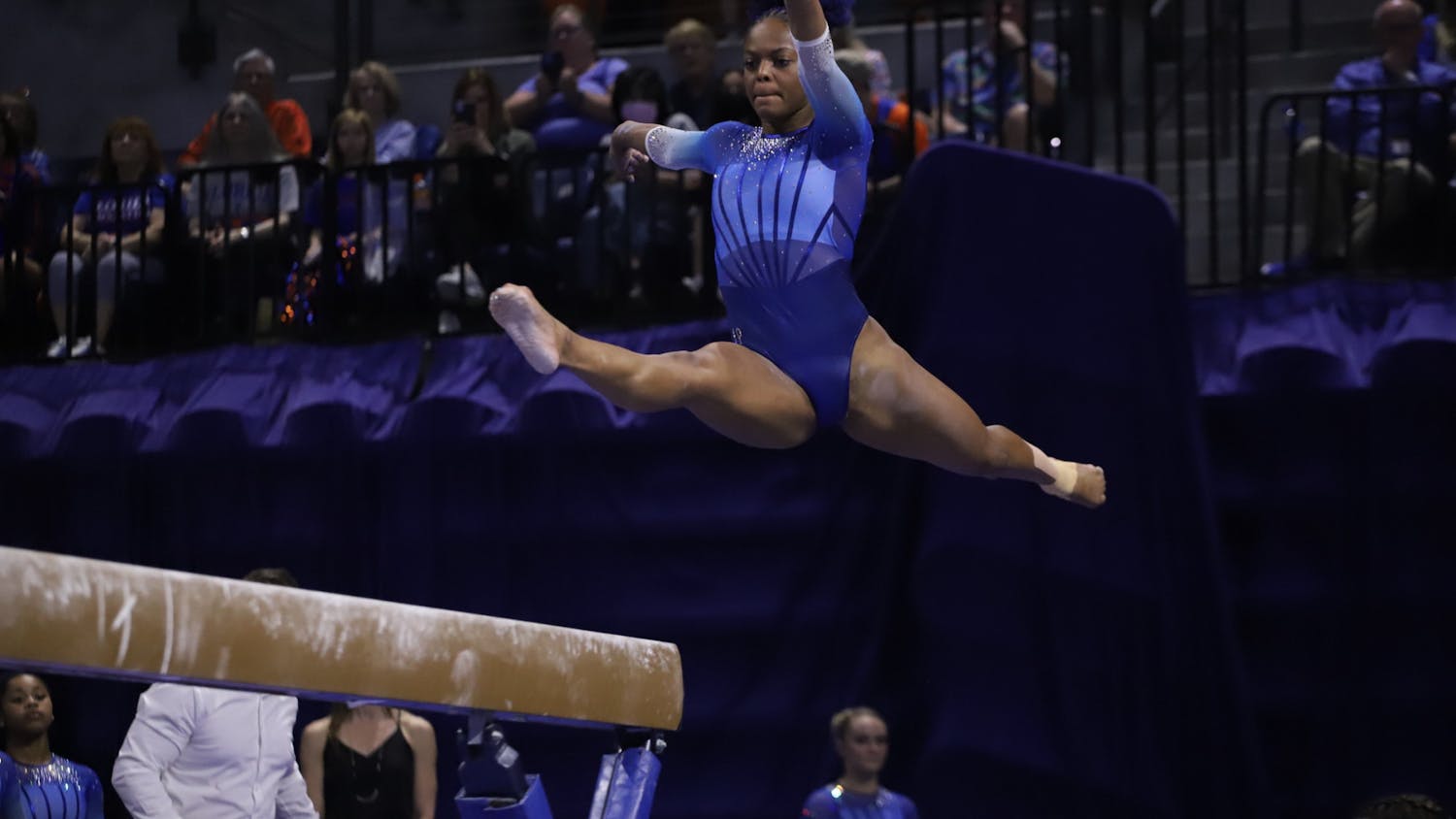 Senior Trinity Thomas earned her 12th perfect score during the National Championship Final Saturday afternoon. The No. 2 Gators fell to the No. 1 Oklahoma Sooners.