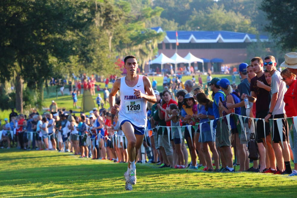 <p>Carlos Miranda runs during the Mountain Dew Invitational on Sept. 24, 2016, at the Mark Bostick Golf Course.</p>