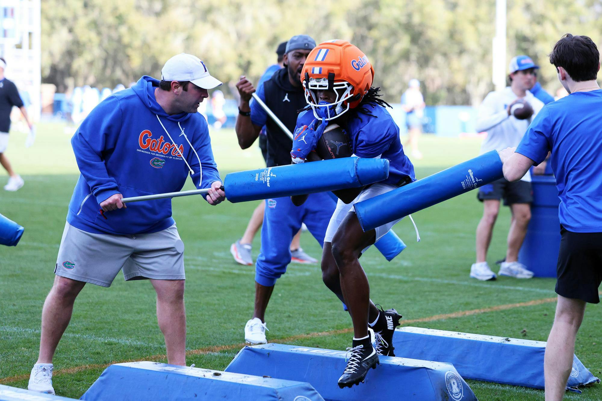 Florida wide receiver Eric Singleton Jr. (2) runs through a drill during spring camp at the Heavener Football Training Center in Gainesville, Fla., on Tuesday, March 3, 2026. (Alyvia Logan/The Alligator)