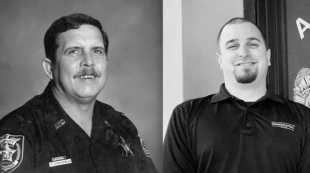 From left: Retired Lt. John Henry Nobles and Matthew Russell