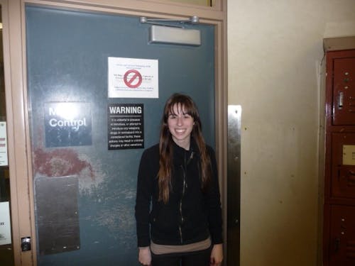  Senior Chelsea Roake stands at the entrance to the Clark County jail, where she conducted research on inmates to compare to similar research of UP students.Photo courtesy of Chelsea Roake