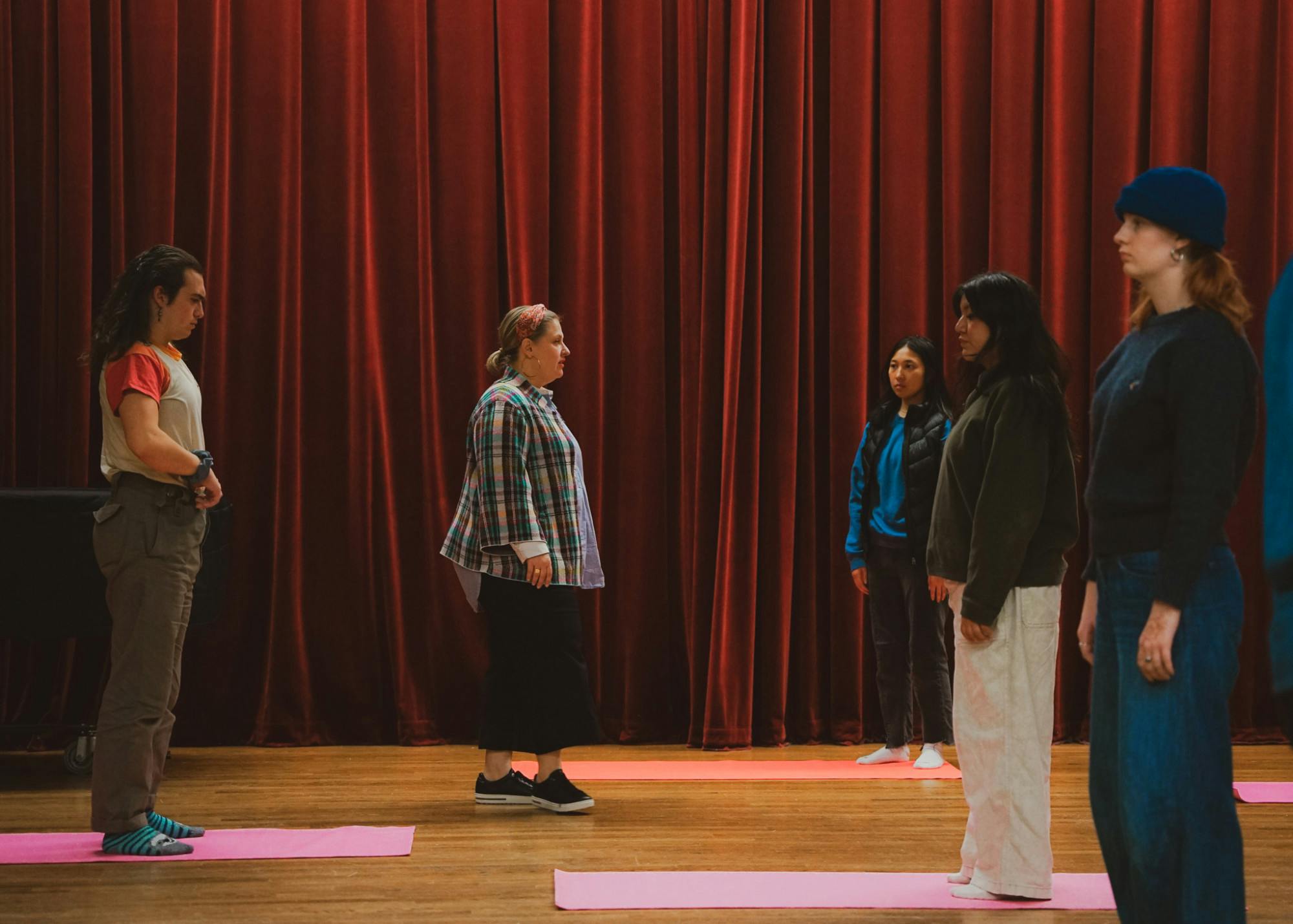 Professor Hanig beginning class with vocal warm ups