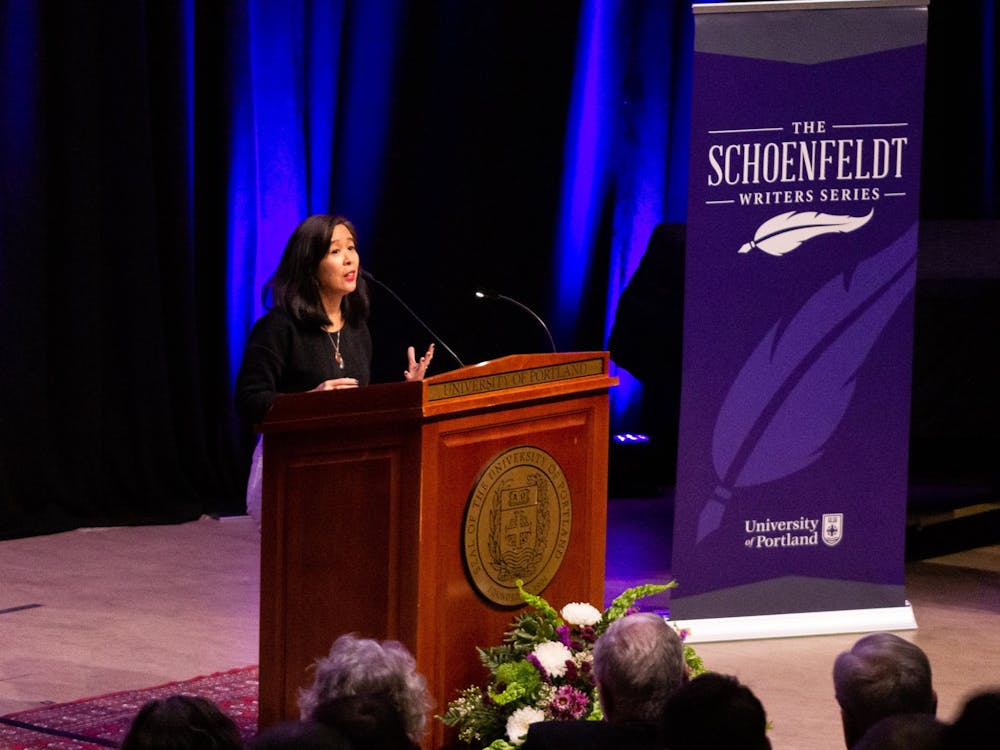 Lisa Ko, author of the 2020 ReadUP book &quot;The Leavers,&quot; speaks to the gathered UP community about the rejection and failure she has faced in her career, the history of family separation in the U.S. and how stories can inspire people to take action.