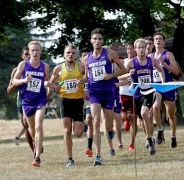  Photograph courtesy of Kim SpirThe cross country team led by sophomore Scott Fauble (Left) and junior David Perry (Right) competing in the WCC Preview earlier this season. Fauble went on to place 25th at the WCC National Championship in Louisville, Ken.