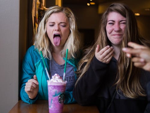 A picture's worth a thousand words. Senior reporter and copy editor Cheyenne Schoen and Living Editor Rachel Rippetoe are not too fond of Starbucks' new unicorn drink.&nbsp;