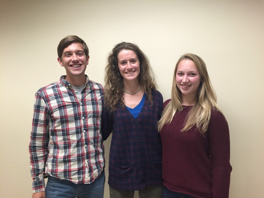  Club officers Shaun Stice, Julia Meng and Alicia Feryn. Photo courtesy of Julia Meng.
