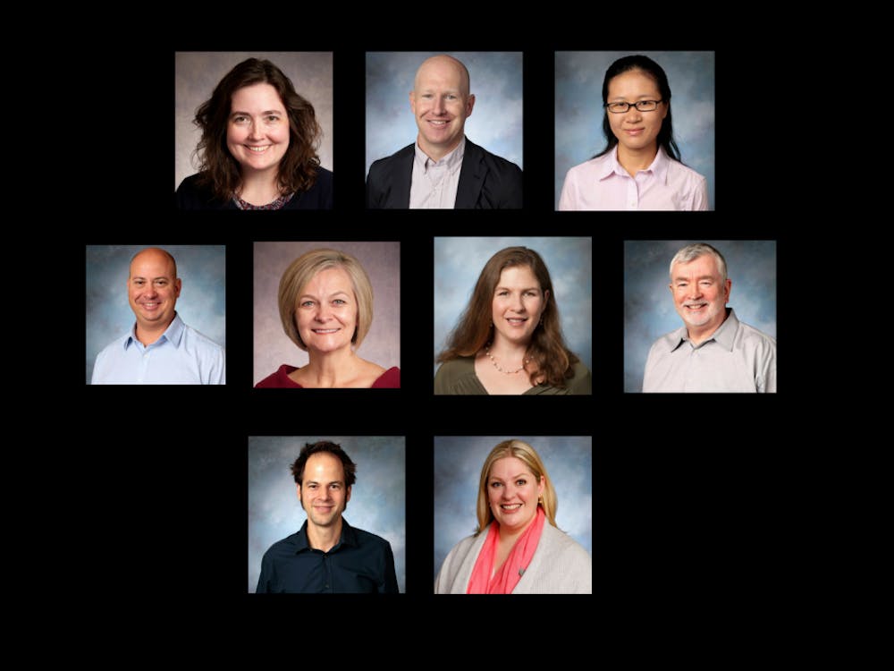 Nine professors were granted tenure this spring. Photos courtesy of UP Marketing, graphic by Olivia Sanchez.