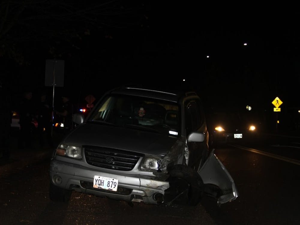 There was a car crash in front of UP's main entrance Thursday night.