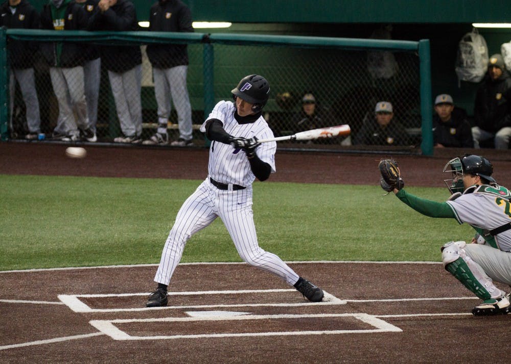 Sophomore Beau Brundage prepares to swing against San Francisco's talented pitcher, Thomas Ponticelli. The Dons remain undefeated in the WCC after winning the first game in their series against the Portland Pilots.