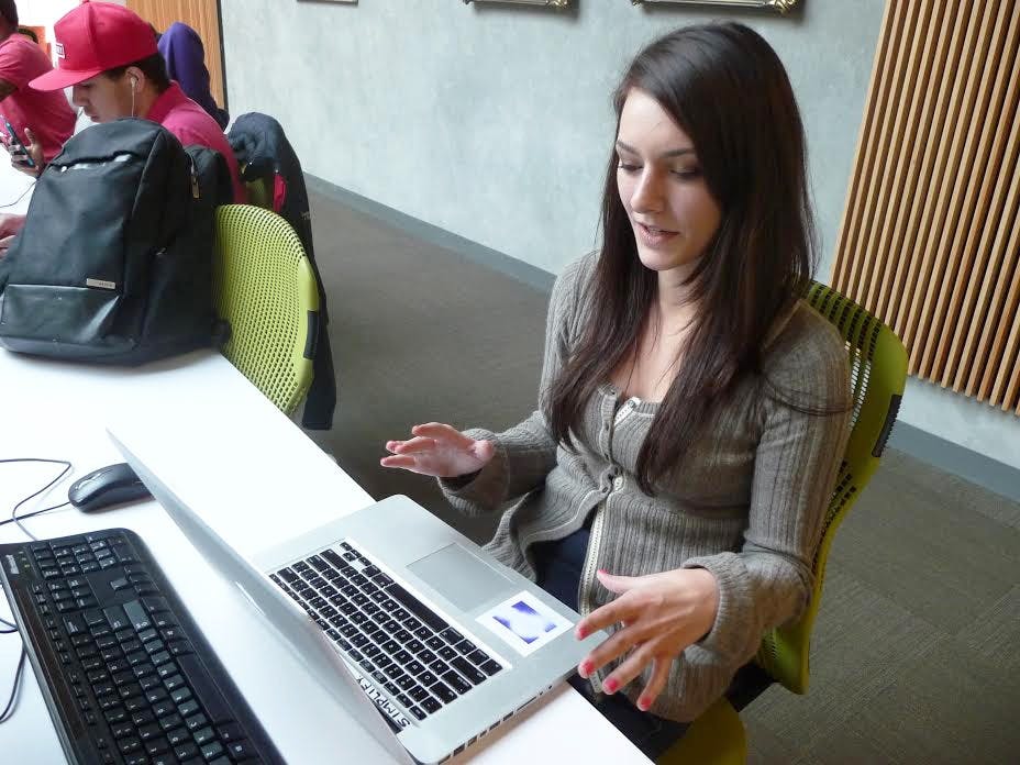  Senior Anndres Olson describes the experience of seeing the cyber attack against her on the 'Confessions of a Pilot' Facebook page on Sunday morning. Olson hopes telling her story will bring awareness to the issue of cyberbullying.Photo by Olivia Alsept-Ellis