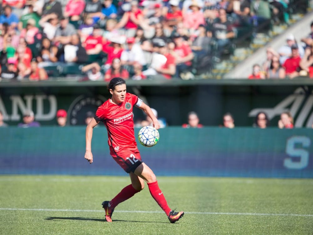 Christine Sinclair is one of the most decorated athletes in UP history, winning multiple national championships and player of the year awards. Photograph by Ray Terrill.