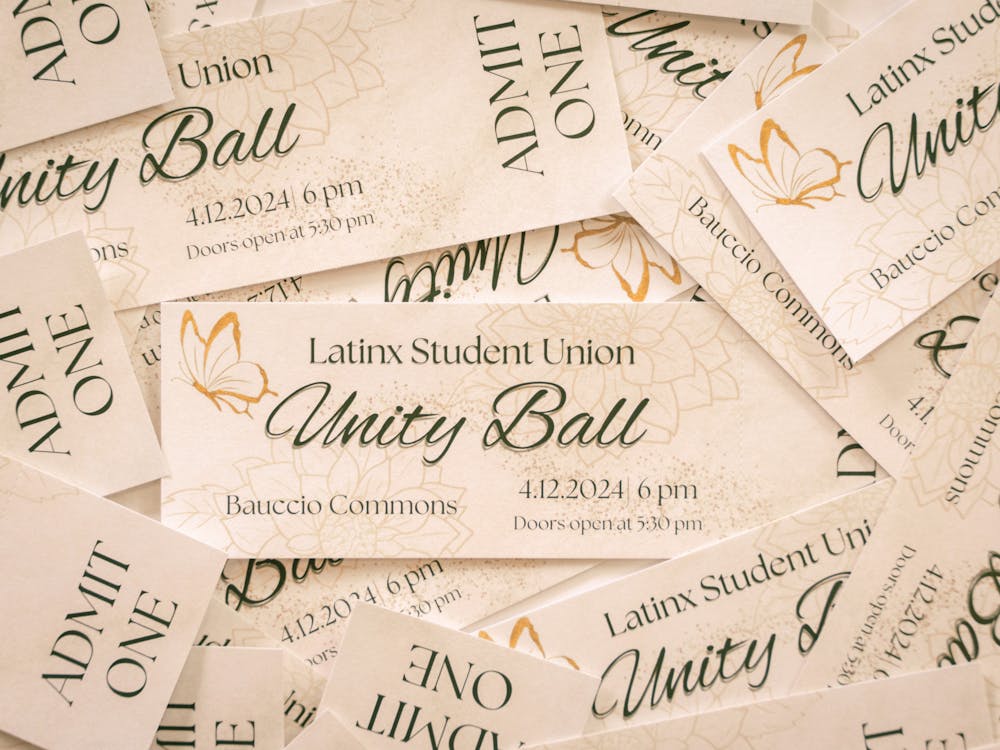 Unity Ball tickets lay messily on top of one another. The Unity Ball is April 12 on the Quiet Side of Commons, doors open at 5:30 p.m.