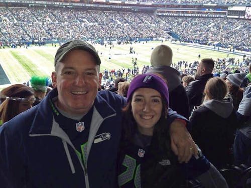  Sports editor Katie Dunn attends the final game of the 2013-2014 regular season for the Seahawks with her dad.Photo courtesy of Katie Dunn