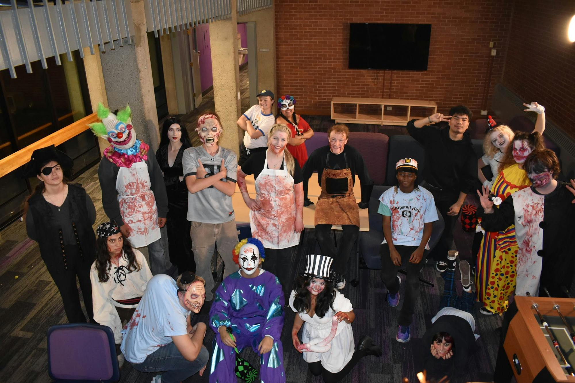 Actors from Shipstad Hall's haunted house pose for a group photo.