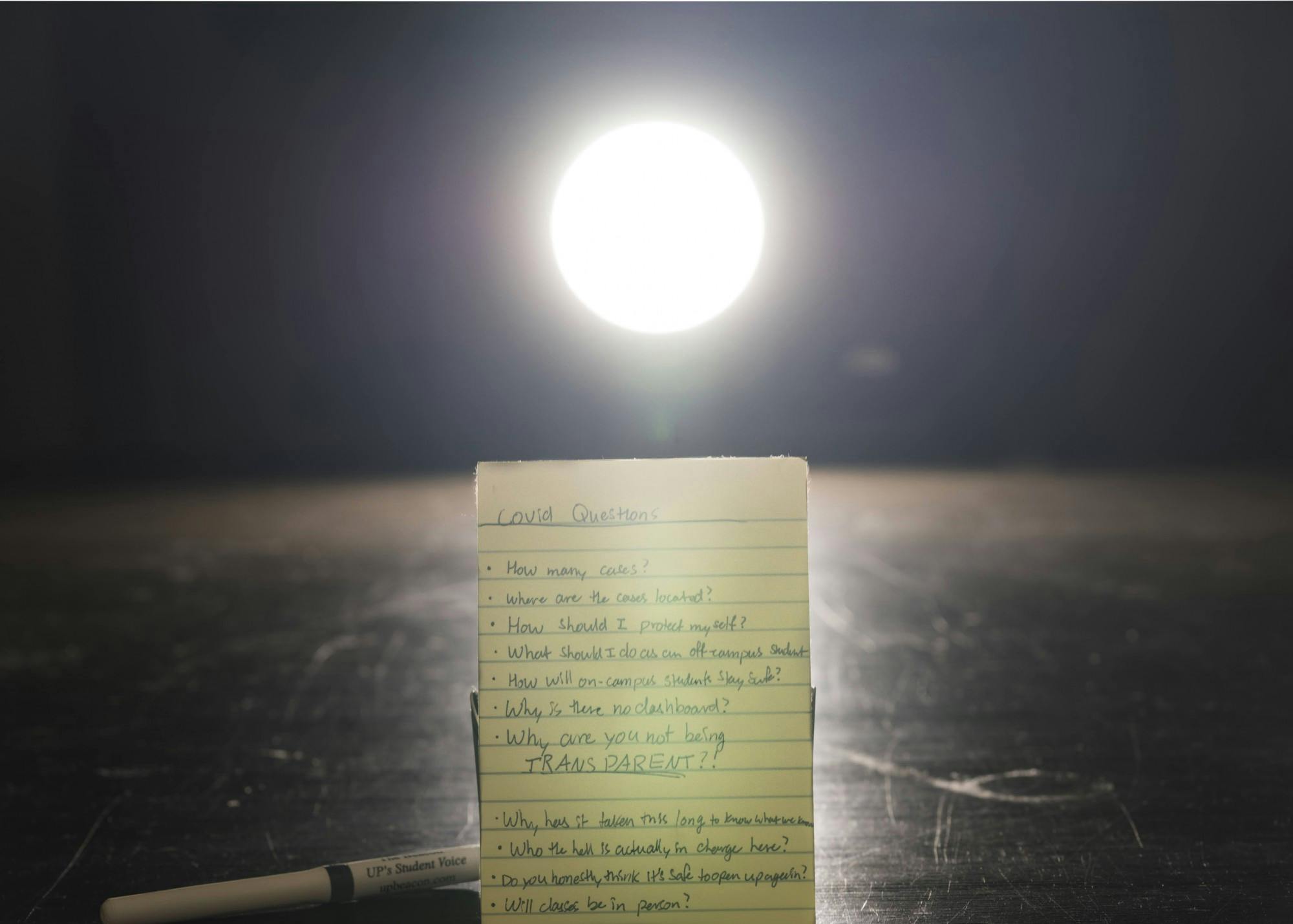 With the first confirmed positive case of COVID-19 on UP's campus, the Editorial Board calls for greater transparency from administration to the rest of the community. Photo illustration by Brennan Crowder. 