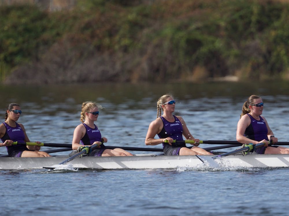 Hester rows with her teammates. Photo courtesy of Rachel Hester.