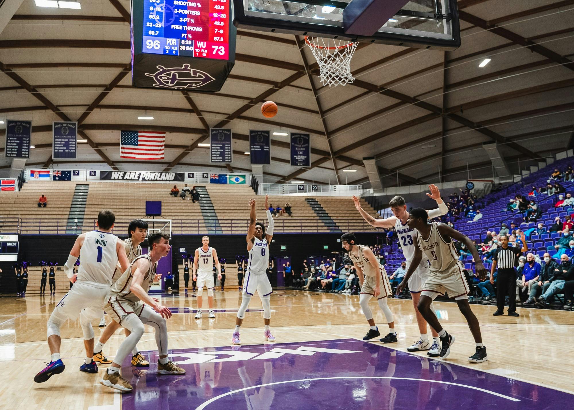 Freshman Yaru Harvey takes a free throw for the UP men's basketball team.