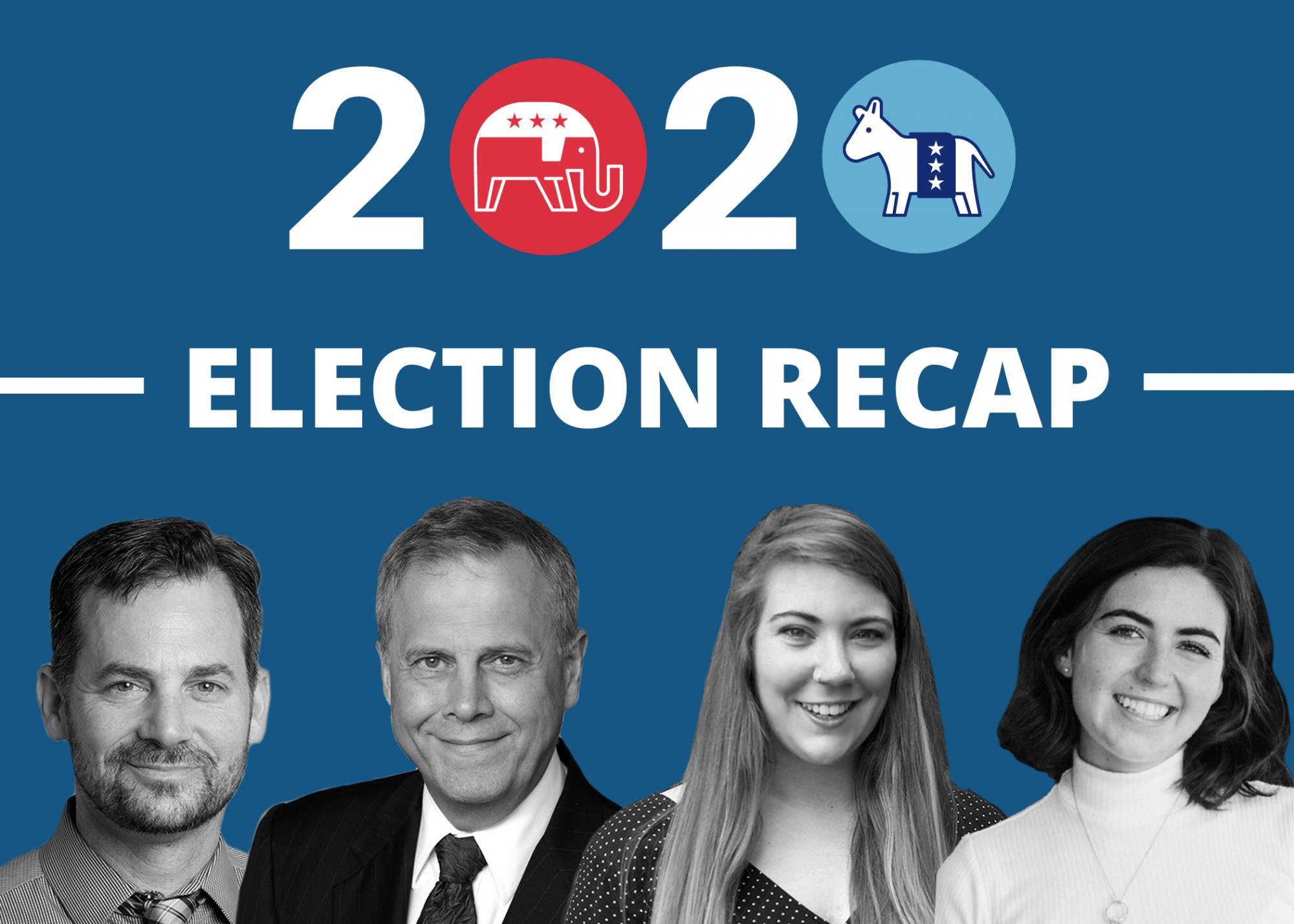 The week after the election, Beacon reporter Fiona O’Brien and a reporter on the Elections Data team for Associated Press, Rachel Rippetoe, joined Political Science professors Gary Malecha and Bill Curtis to discuss the unprecedented political race.Graphic by Molly Lowney