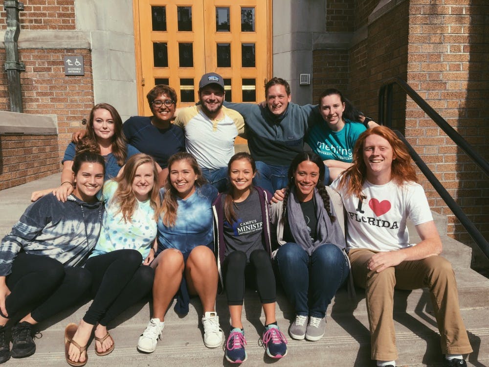 Pictured are service and justice coordinators Anita Oman, Cat Casey, Sitara Nath, Frankie Chicoine, Caity Igarta, Katie Buchanan, Serenity Mallon, Connell Morante, Tom Bornhop and Grant Matthias. Photo courtesy of Anita Oman. 