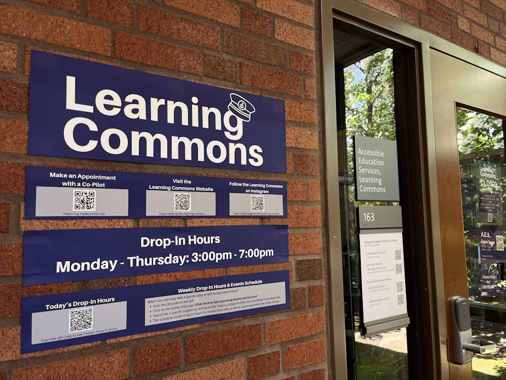 The Learning Commons main entrance in Buckley Center with resources listed for UP students. Drew Gonrowski, associate director of peer assistance learning at the Shepard Academic Resource Center, is set to depart from the university on June 12, 2024