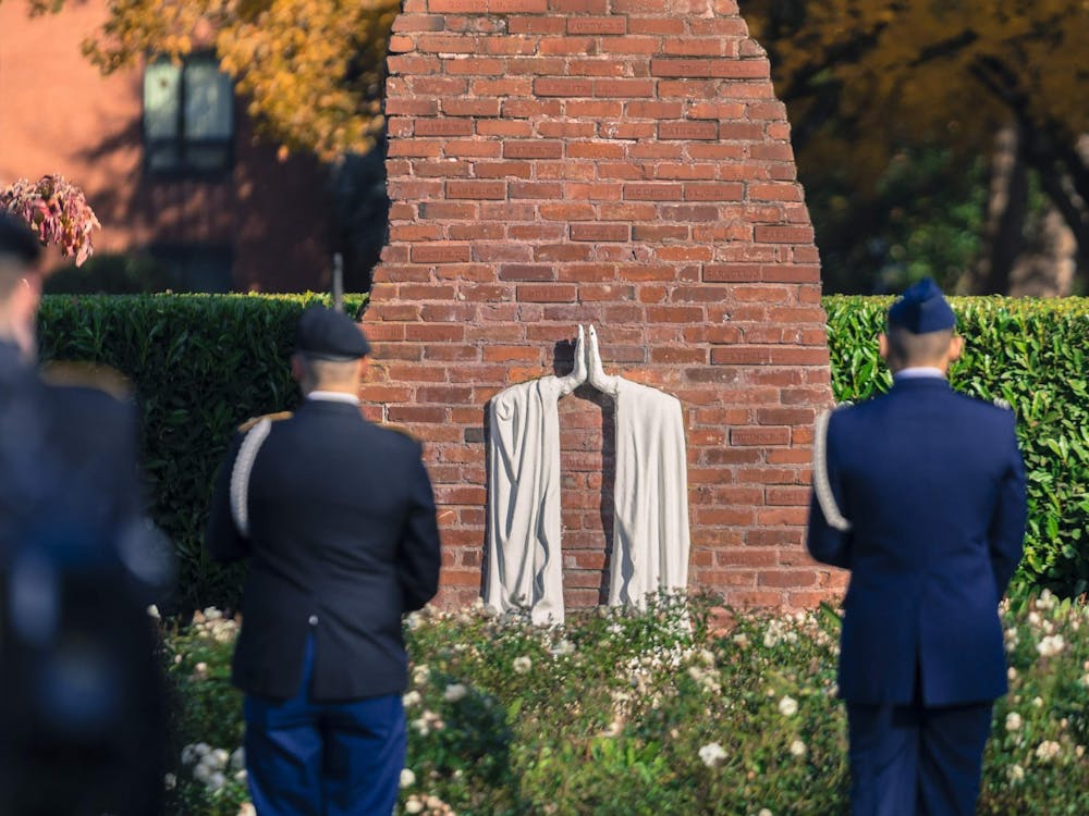 Air Force and Army ROTC cadets will be stationed at the Praying Hands Memorial from 11 a.m. on Thursday Nov. 10 to 11 a.m. on Friday Nov. 11. 