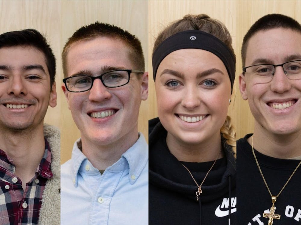 Five students share &nbsp;personal narratives about identifying as a conservative on a predominantly liberal campus. Left to Right: Jordan Lozano, Lincoln Miller, Madison Wagner and Chris Tibbetts. Not pictured: Madison Murphy. &nbsp;