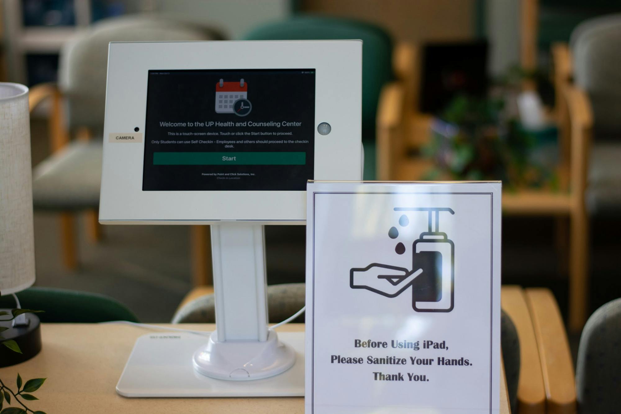 The check-in desk at The Health and Counseling Center. 